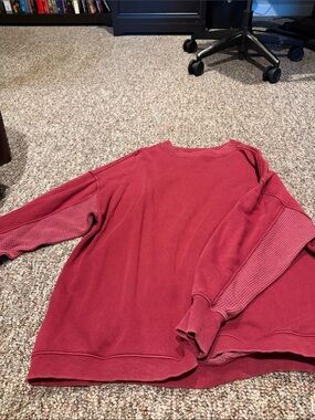 aerie Ribbed Crewneck Sweater in Rose Red
